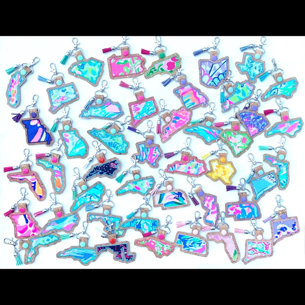 Two Lilly state keychains